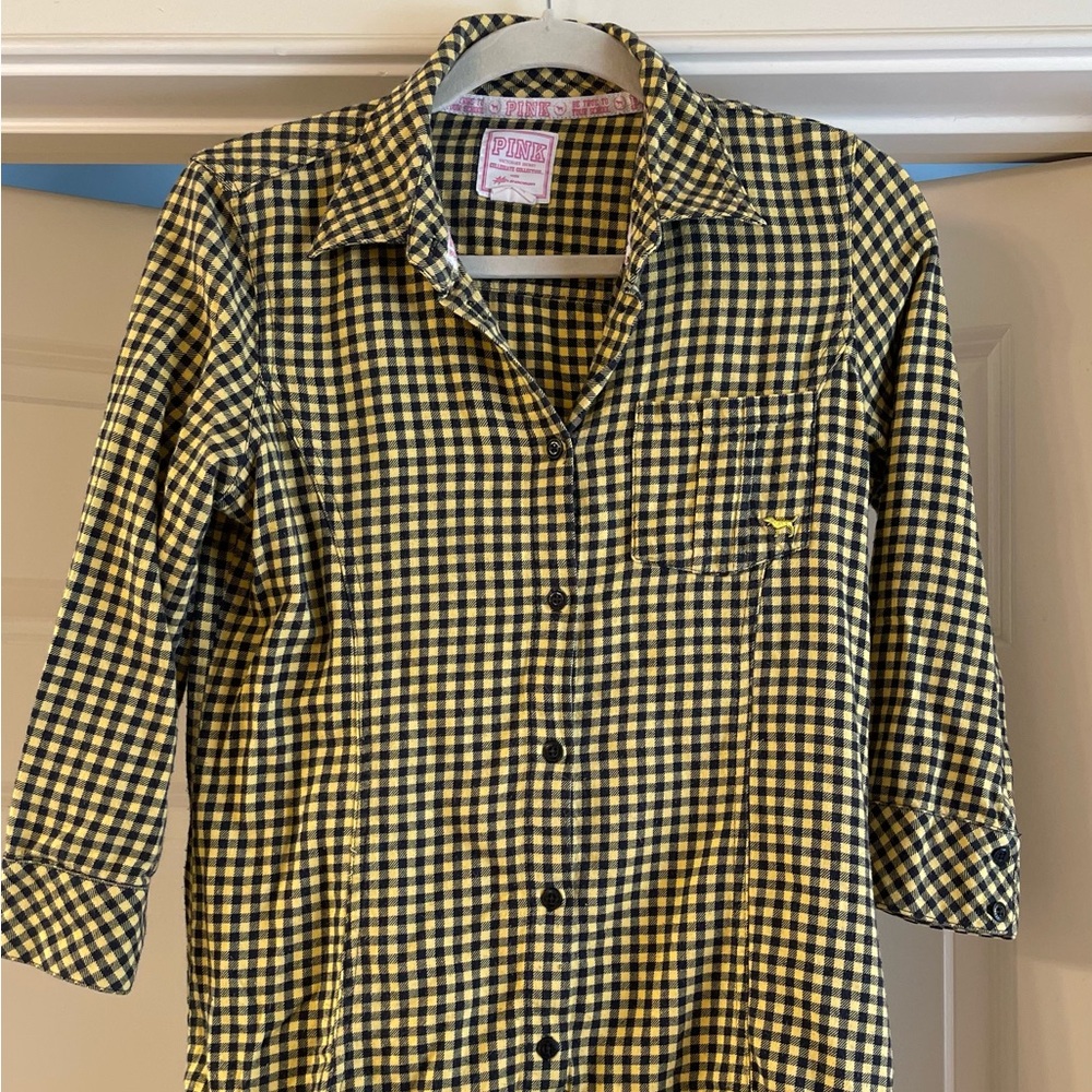 PINK Victoria's Secret Black and Tan Checkered Tunic